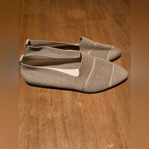 Beige Knit Slip-On Flats | Lightweight Pointed-Toe Loafers | Size 39